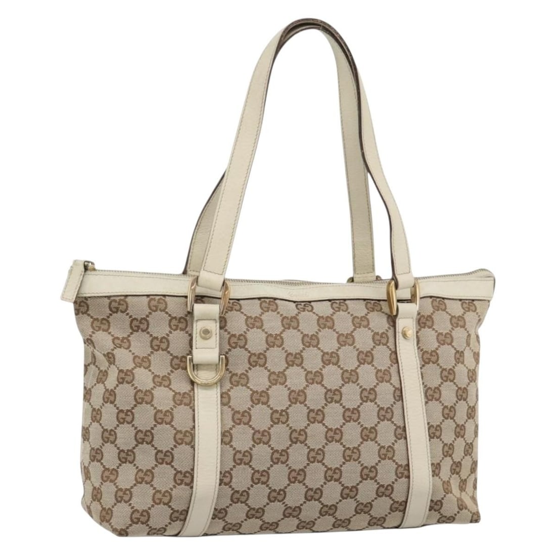 Gucci Abbey Beige GG Canvas Handbag Gold Tone 141470: Gucci Abbey Beige GG Canvas Handbag Gold Tone 141470 Authentic Gucci Abbey handbag in beige GG canvas with gold-tone accents. This women's handbag is made in Italy and comes only with the item shown; 