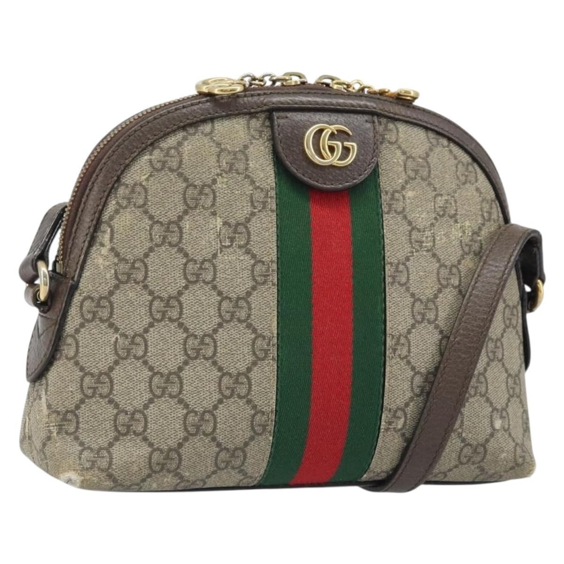 GUCCI 499621 GG Supreme Web Shoulder Bag Beige Gold PVC: GUCCI 499621 GG Supreme Web Shoulder Bag Beige Gold PVC Gucci GG Supreme Web Sherry Line shoulder bag in beige and gold PVC leather with GG canvas. This women's bag is made in Italy and features an ad