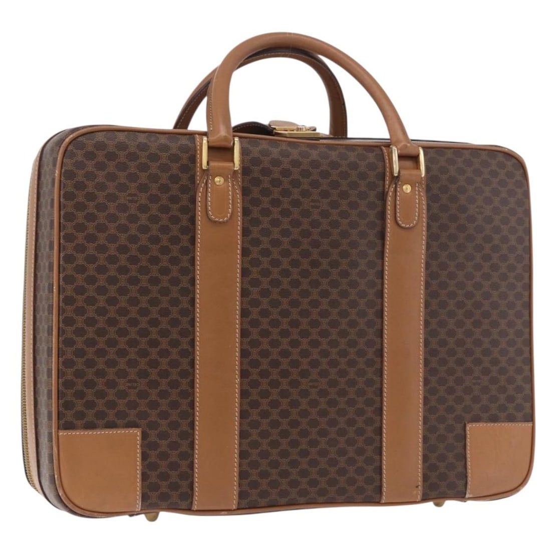 CELINE leather trunk attache case brown gold with keys clochette (1 of 18)