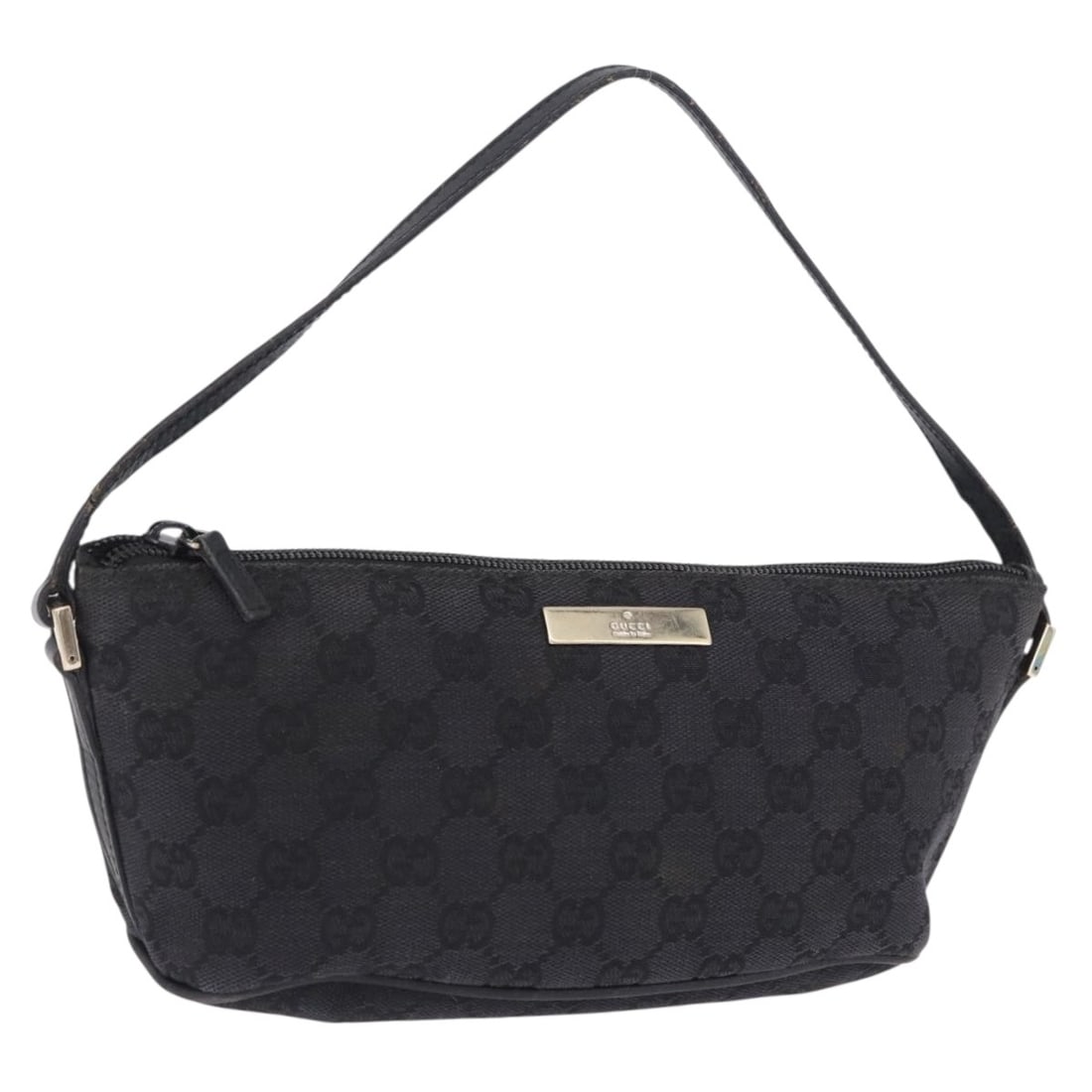 Gucci 089 1103 GG Canvas Womens Accessory Pouch Black Gold: Gucci 089 1103 GG Canvas Womens Accessory Pouch Black Gold Authentic Gucci GG Canvas accessory pouch in black and gold. Made in Italy, this women's pouch is offered without the original box or dust ba