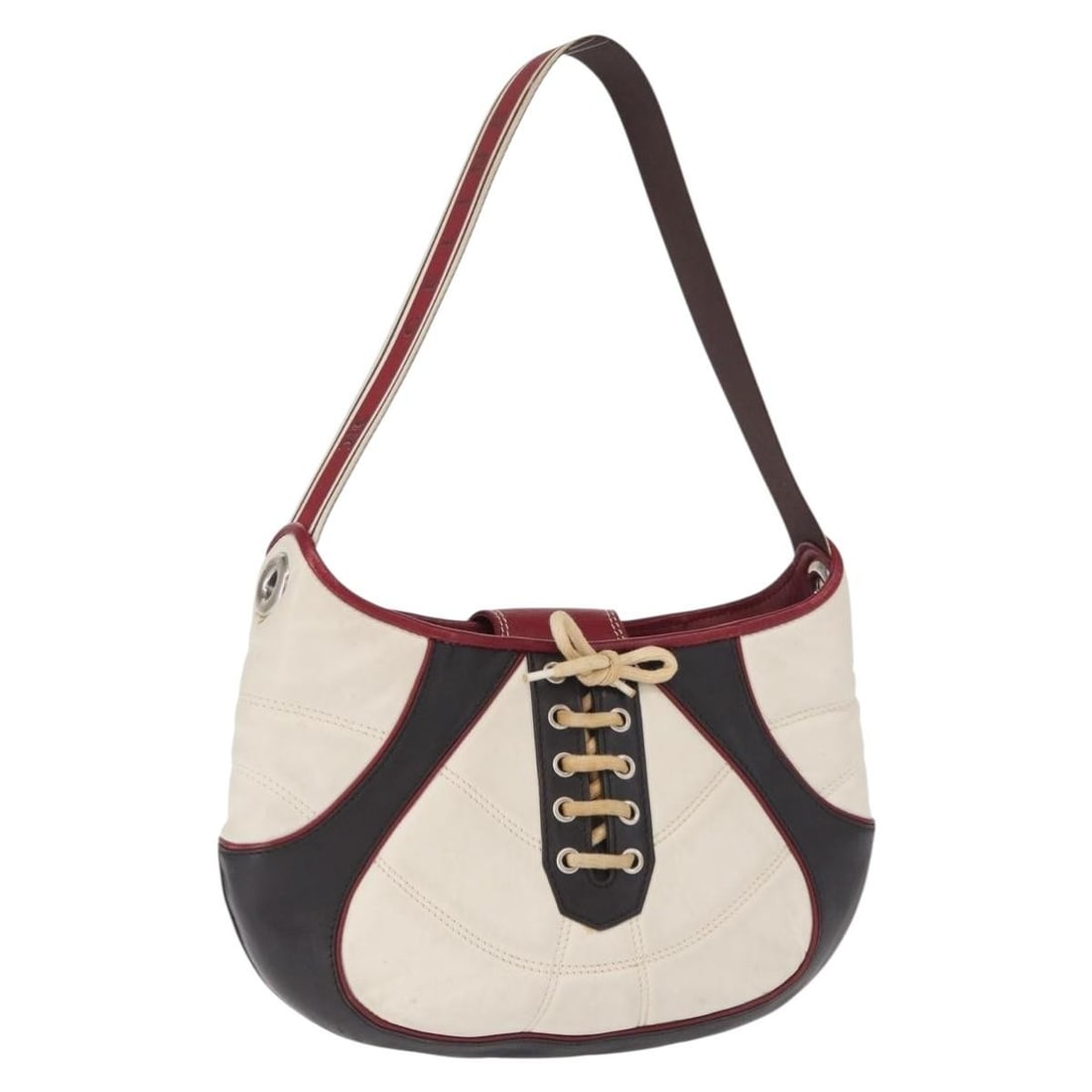 CELINE 2002 World Cup leather shoulder bag white black silver: CELINE 2002 World Cup leather shoulder bag white black silver Celine World Cup 2002 shoulder bag in white, black, and silver leather. Includes a dust bag. This pre-owned bag shows heavy use, including