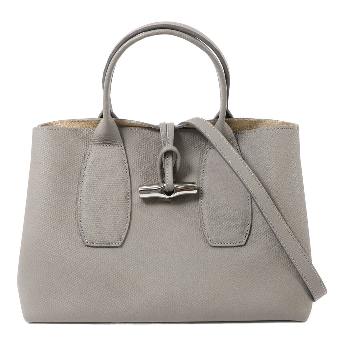 Longchamp Roseau M Gray Calfskin 2 Way Shoulder Handbag (1 of 16)