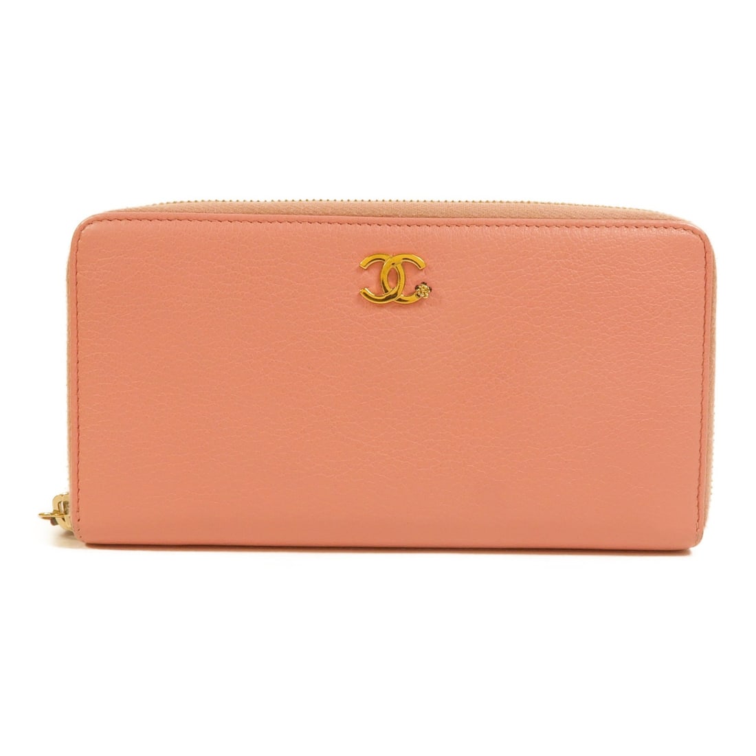 CHANEL Lucky Flower zip around long wallet pink calfskin GHW: CHANEL Lucky Flower zip around long wallet pink calfskin GHW Chanel Lucky Flower zip long wallet in pink calfskin leather with a zip-around design. This women's wallet includes multiple interior compa