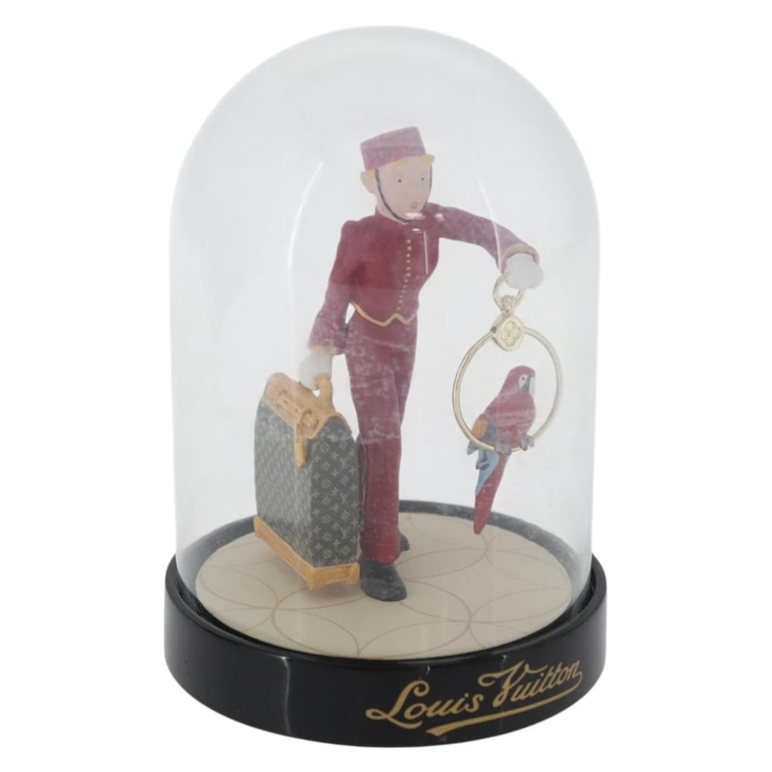 Louis Vuitton Glass Snow Globe Clear and Red Decorative Collectible: Louis Vuitton Glass Snow Globe Clear and Red Decorative Collectible This Louis Vuitton snow globe features a clear and red design and is crafted from glass. It includes its original item box. The snow