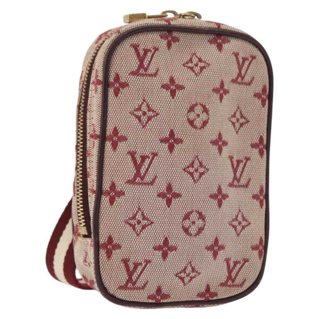 Louis Vuitton M60001 Monogram Mini Canvas Red Digital Pouch: Louis Vuitton M60001 Monogram Mini Canvas Red Digital Pouch Louis Vuitton pouch in Monogram Mini Canvas with a red exterior, made in Spain. It comes with a shoulder strap and is identified as style M6