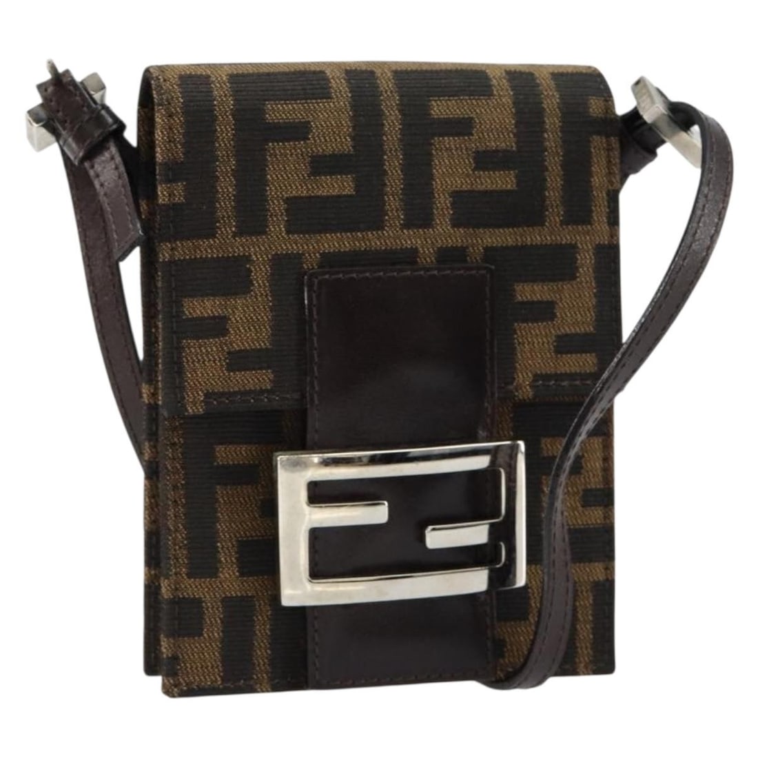 Fendi Mamma Baguette Zucca Canvas Shoulder Bag Black Brown Silver: Fendi Mamma Baguette Zucca Canvas Shoulder Bag Black Brown Silver Authentic Fendi Mamma Baguette shoulder bag in black, brown, and silver Zucca canvas. This women's shoulder bag is made in Italy and i