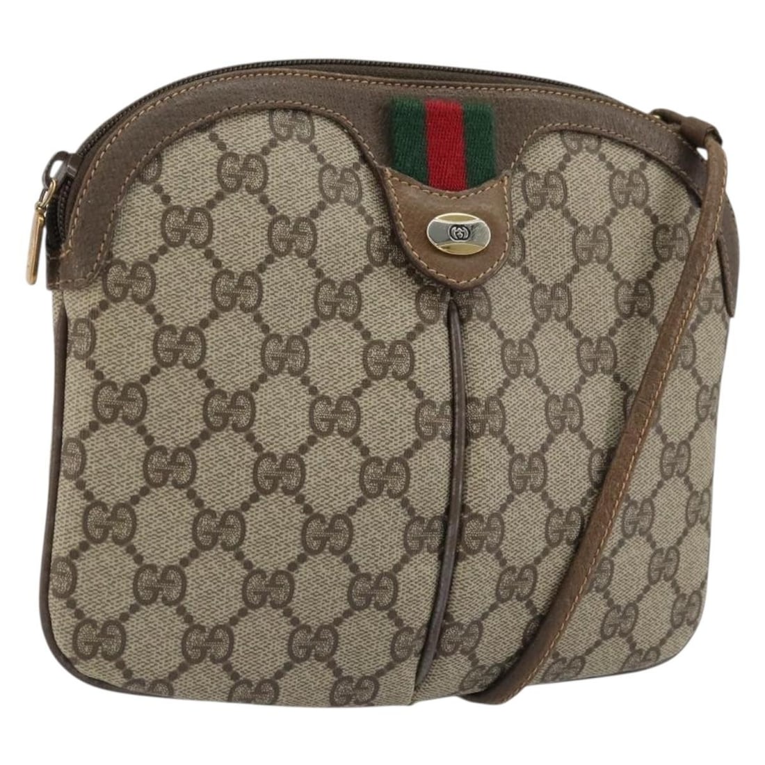 Gucci 904 02 047 Sherry Line GG Supreme Shoulder Bag Beige Gold: Gucci 904 02 047 Sherry Line GG Supreme Shoulder Bag Beige Gold This Gucci GG Supreme Web Sherry Line shoulder bag is crafted from PVC leather and GG canvas in a beige and gold color combination. Made