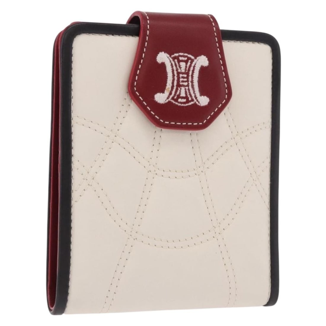 CELINE White Leather Compact Wallet with Dust Bag and Box: CELINE White Leather Compact Wallet with Dust Bag and Box Authentic CELINE compact wallet in white and silver leather. This women's wallet includes the dust bag and item box. Condition is rated B, sho