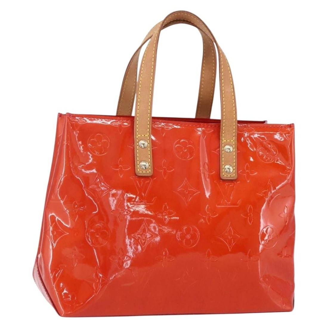 Louis Vuitton Reade PM Monogram Vernis patent leather handbag red M91088: Louis Vuitton Reade PM Monogram Vernis patent leather handbag red M91088 Louis Vuitton Monogram Vernis Reade PM handbag in red rouge patent leather. Made in France, this women's handbag shows heavy us