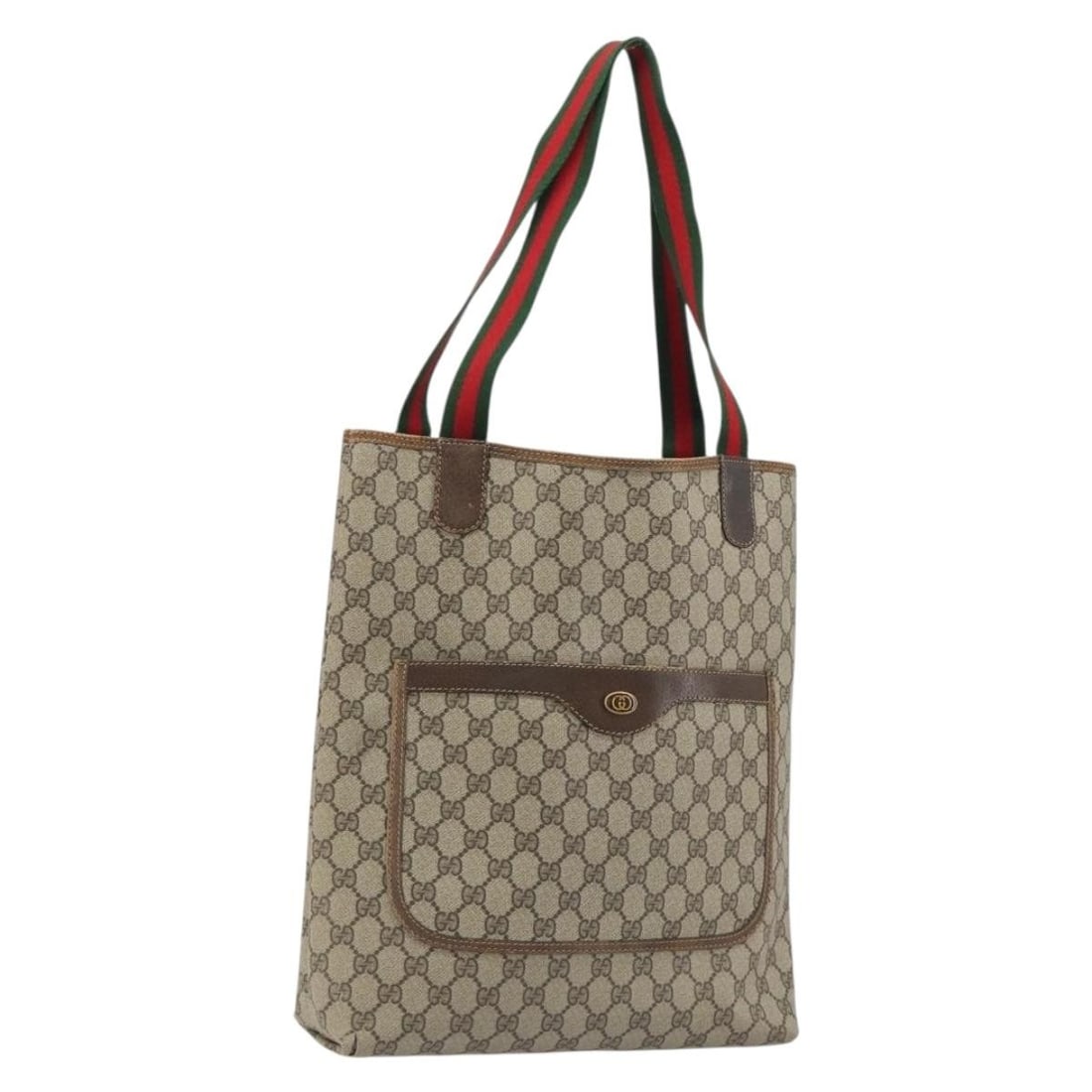 Gucci Sherry Line GG Supreme PVC Leather Tote Beige Gold 39 002 4487: Gucci Sherry Line GG Supreme PVC Leather Tote Beige Gold 39 002 4487 A Gucci GG Supreme Web Sherry Line tote bag in beige and gold, made in Italy. Constructed from PVC leather and GG canvas, it featur