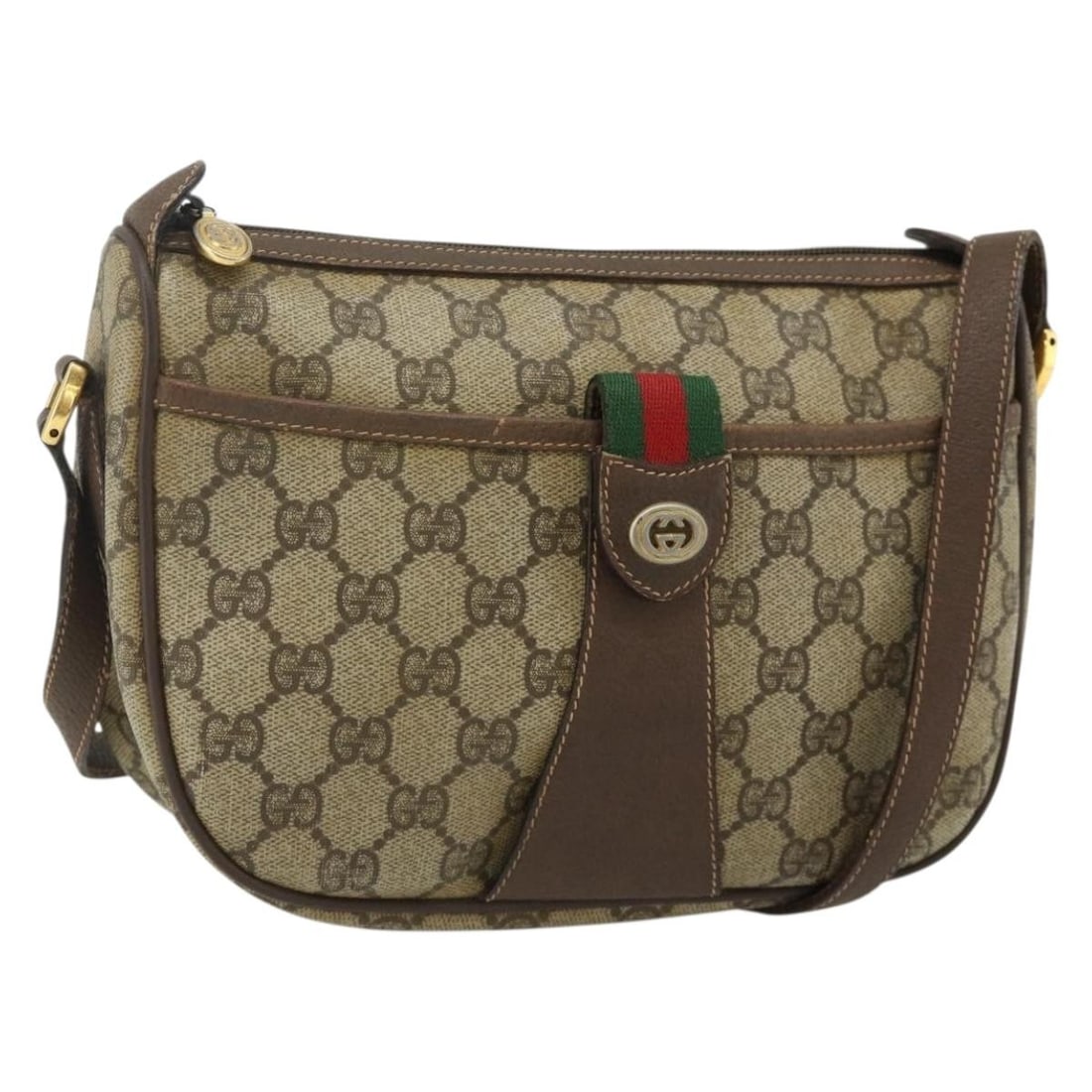 Gucci 89 02 032 GG Supreme Sherry Web Shoulder Bag Beige Gold: Gucci 89 02 032 GG Supreme Sherry Web Shoulder Bag Beige Gold Authentic Gucci GG Supreme Web Sherry Line shoulder bag in beige and gold PVC leather with GG canvas. Made in Italy for women, this should