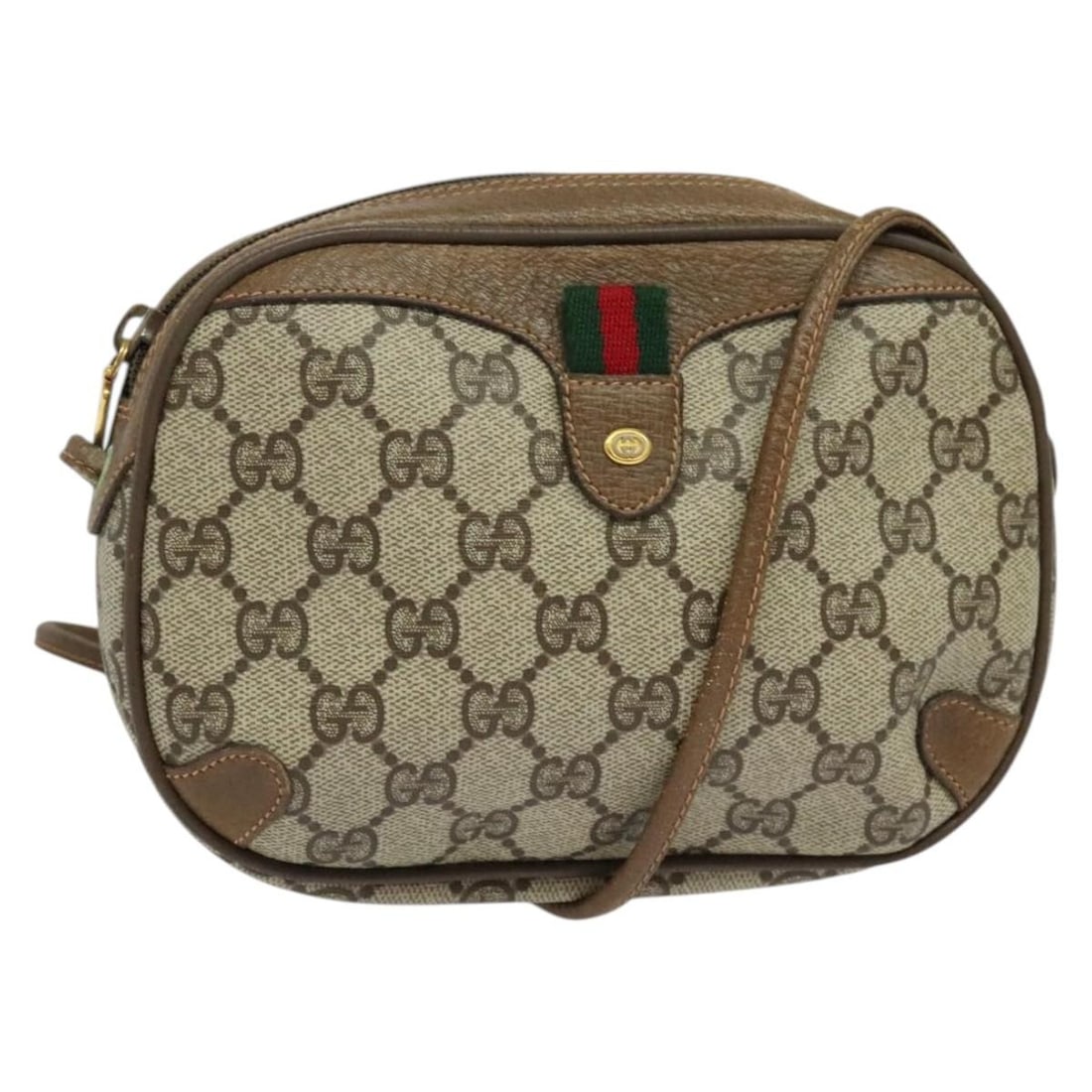 Gucci Sherry Line GG Supreme Shoulder Bag Beige Gold PVC: Gucci Sherry Line GG Supreme Shoulder Bag Beige Gold PVC Gucci GG Supreme Web Sherry Line shoulder bag in beige and gold PVC leather with GG canvas. This women's bag is made in Italy and features a co