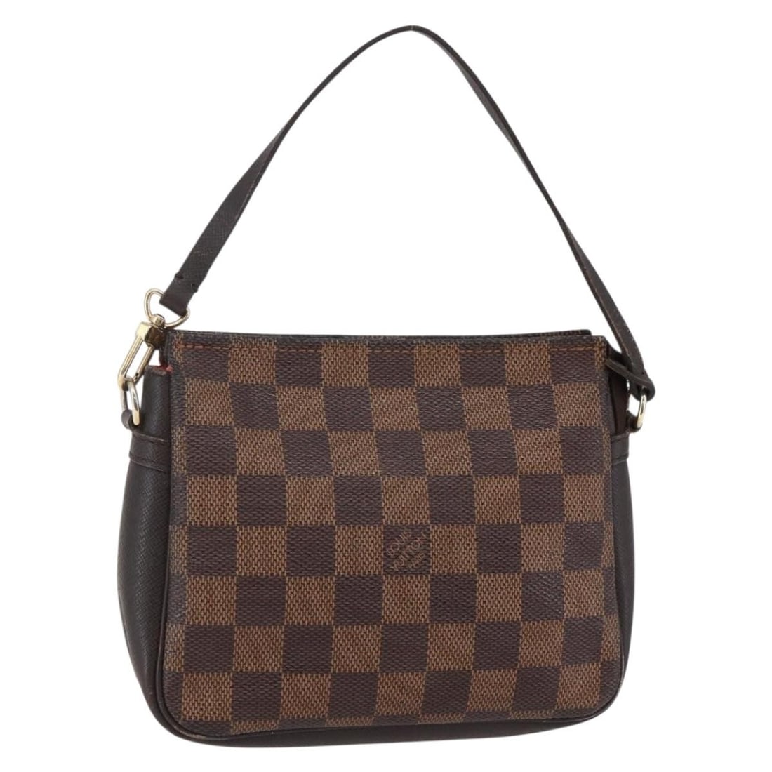 Louis Vuitton N51982 Damier Ebene Canvas Makeup Pouch France: Louis Vuitton N51982 Damier Ebene Canvas Makeup Pouch France Louis Vuitton Damier Ebene Trousse makeup pouch in coated canvas with a compact zippered design. This women's pouch is made in France and i