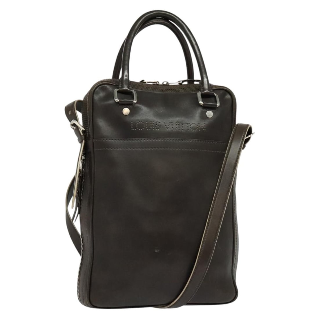 Louis Vuitton Porte Documents Vertical Cuir Bequia Hand Bag Dark Brown: Louis Vuitton Porte Documents Vertical Cuir Bequia Hand Bag Dark Brown Louis Vuitton Cuir Bequia Porte Documents Vertical bag in dark brown. This handbag is made in Italy and shows heavy use, with vis
