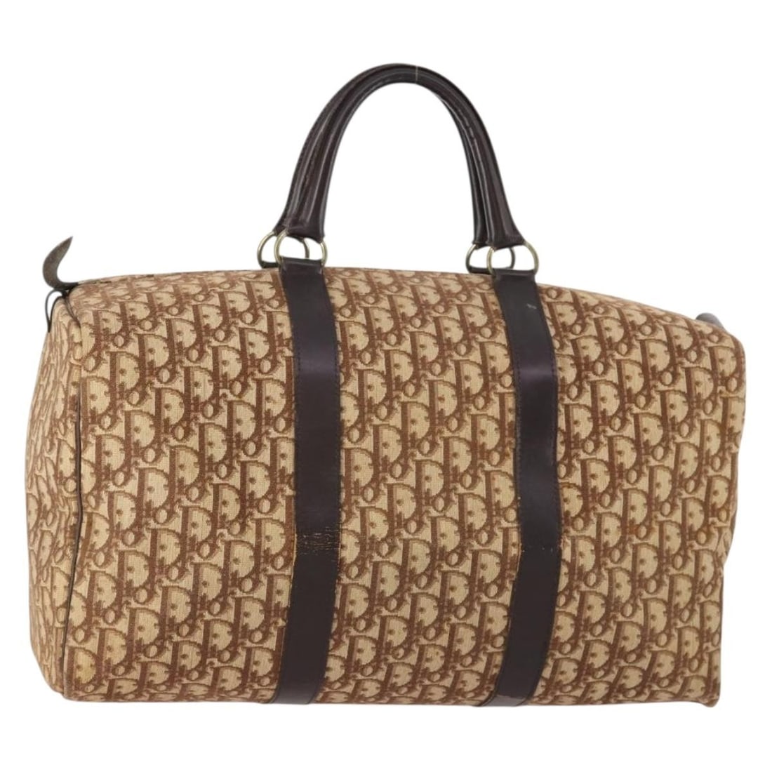 Christian Dior Brown Trotter Canvas Boston Bag Gold Accents France: Christian Dior Brown Trotter Canvas Boston Bag Gold Accents France This Christian Dior Boston bag features the iconic Trotter canvas in brown and gold tones. Designed for women, the bag offers ample s
