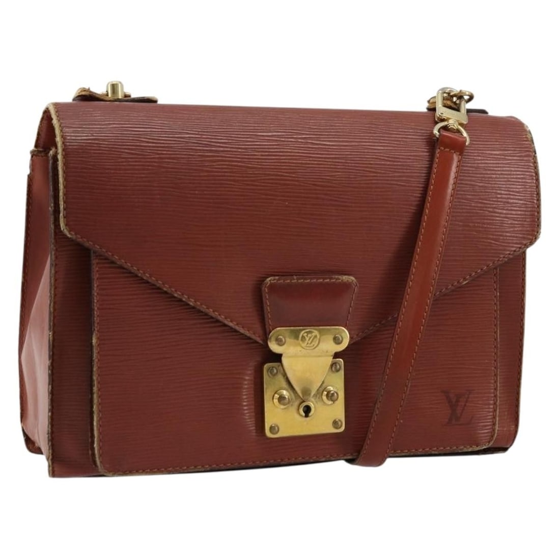 Louis Vuitton Monceau 28 Epi leather brown shoulder strap handbag: Louis Vuitton Monceau 28 Epi leather brown shoulder strap handbag This Louis Vuitton Epi Monceau 28 handbag in brown features durable Epi leather and is designed for women. The bag includes an adjusta