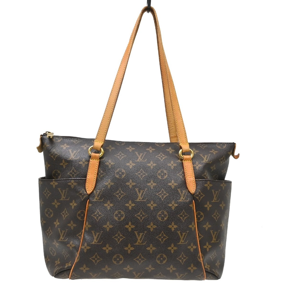 Louis Vuitton Totally MM Monogram Shoulder Tote M56689: Louis Vuitton Totally MM Monogram Shoulder Tote M56689 Vintage Louis Vuitton Totally MM shoulder bag in brown Monogram canvas with leather trim and double handles. This zip-top bag features two exteri