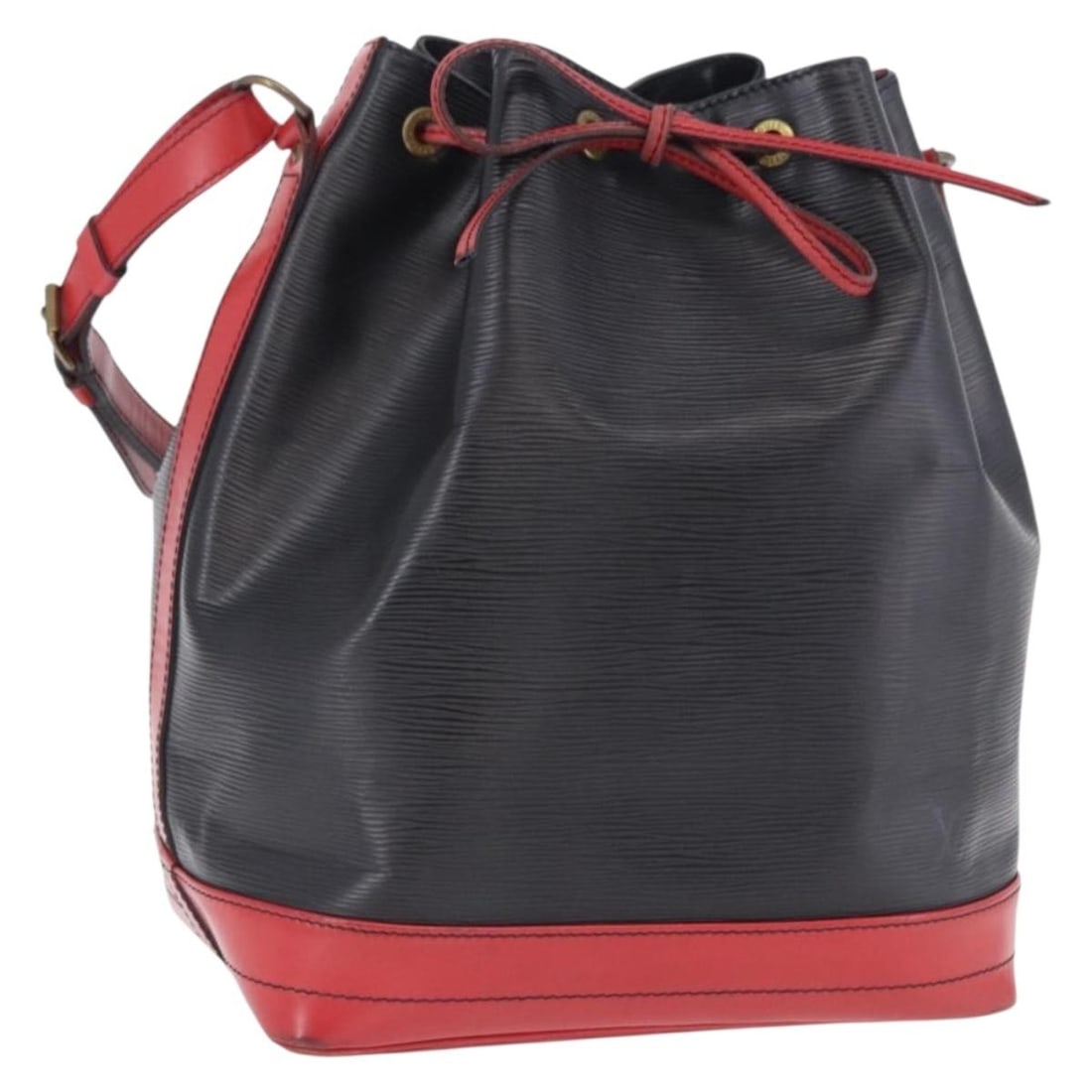Louis Vuitton M44017 Noe Shoulder Bag in Black Red Epi Leather: Louis Vuitton M44017 Noe Shoulder Bag in Black Red Epi Leather Louis Vuitton Epi Noe shoulder bag in a black and red bicolor design. This women's bag is made in France from Epi leather and includes on