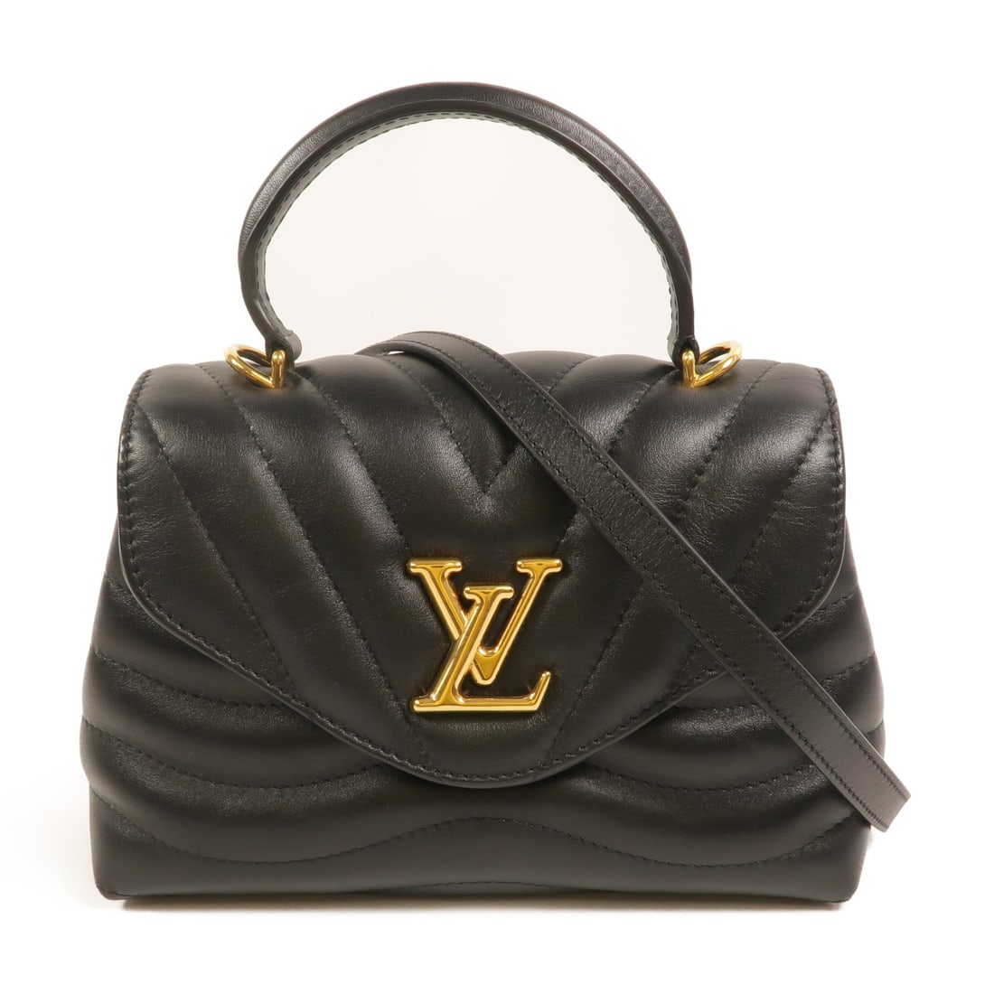 Louis Vuitton New Wave Hold Me black calfskin 2 way bag M21720: Louis Vuitton New Wave Hold Me black calfskin 2 way bag M21720 Louis Vuitton New Wave Hold Me 2-way shoulder bag in black calfskin. This women's bag features a flap design with an interior open pocket