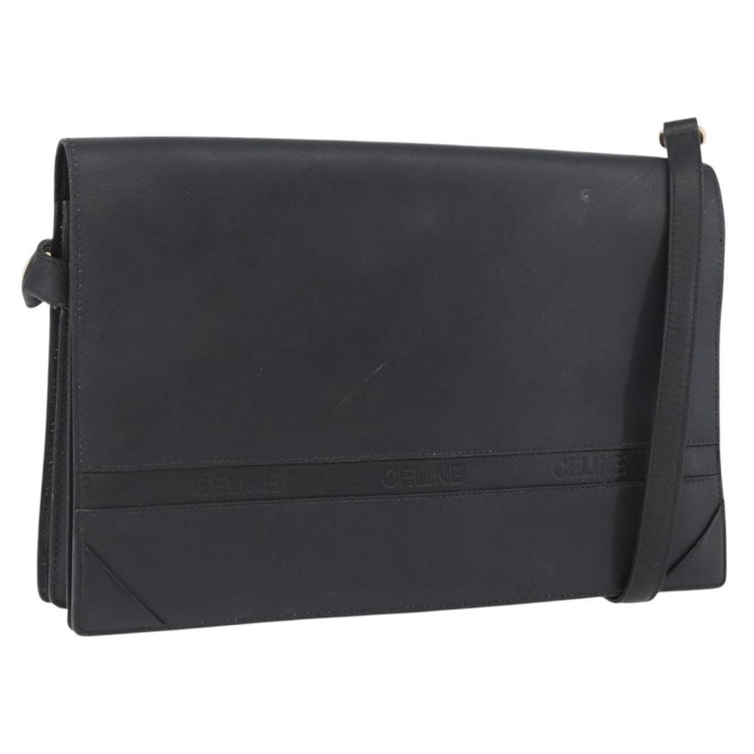 Celine Vintage Black Leather Unisex Bag Made in Italy: Celine Vintage Black Leather Unisex Bag Made in Italy Vintage Celine leather bag in black with a unisex design. Made in Italy, this piece is presented in good vintage condition with honest wear consis