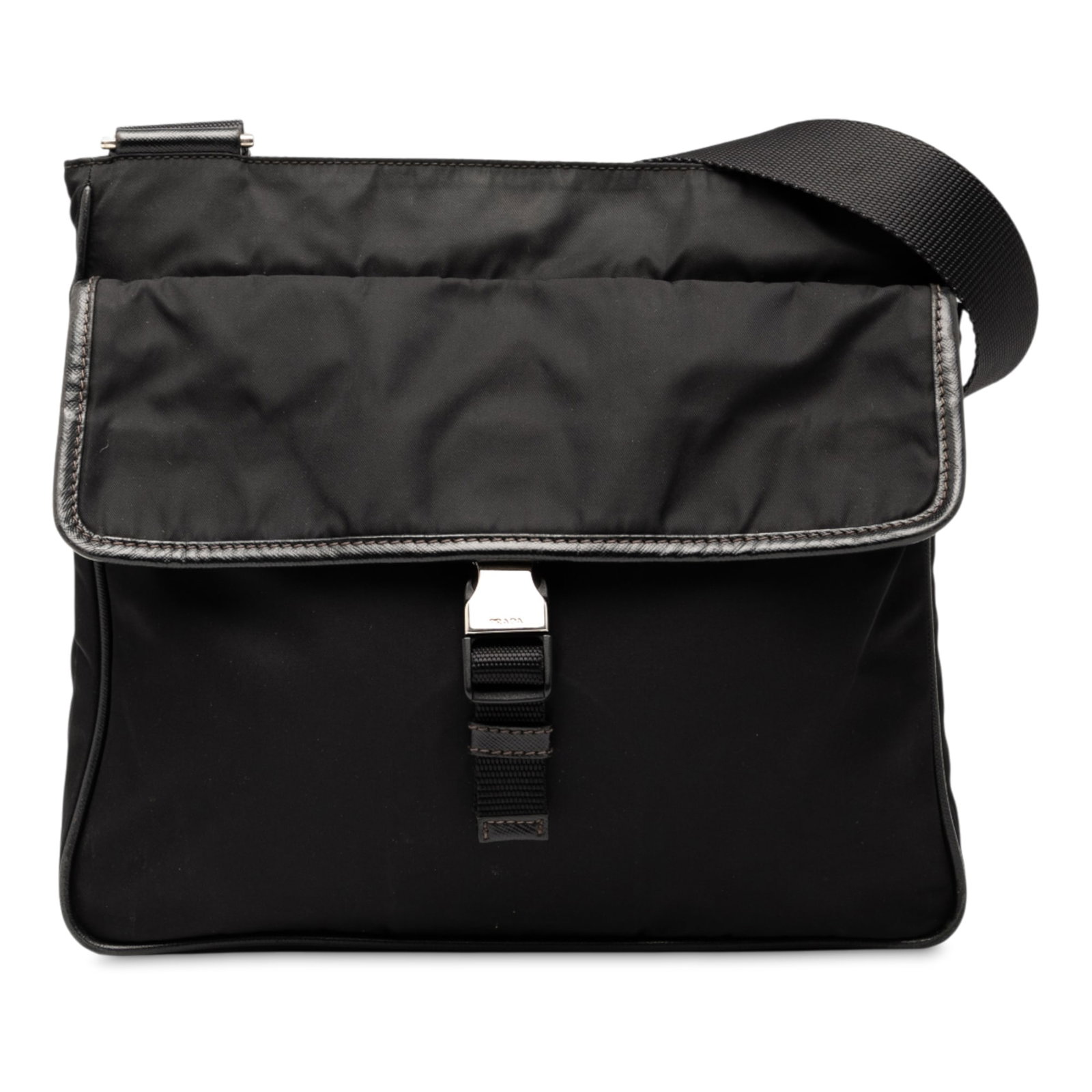 Prada Tessuto Crossbody Bag Black Nylon with Zip Closure: Prada Tessuto Crossbody Bag Black Nylon with Zip Closure Elevate your accessory collection with the Prada Tessuto Zip Top Crossbody bag. Crafted from durable nylon, this stylish black crossbody offers