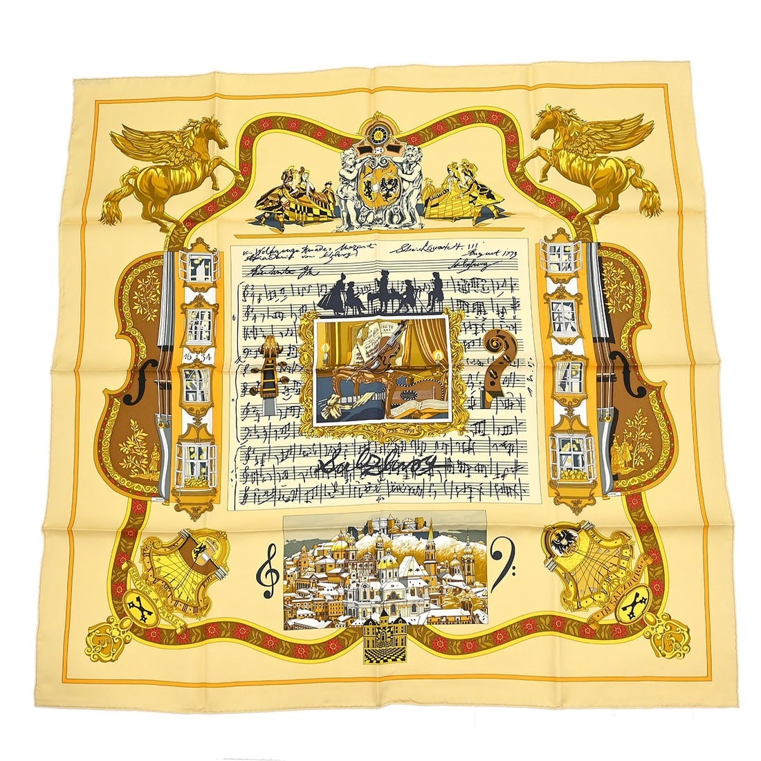 Hermes In Salzburg Carre 90 Silk Square Scarf Beige: Hermes In Salzburg Carre 90 Silk Square Scarf Beige Hermes Carre 90 In Salzburg square scarf in beige silk. This women's scarf is made in France and comes with a paper case. Condition is very good, wi
