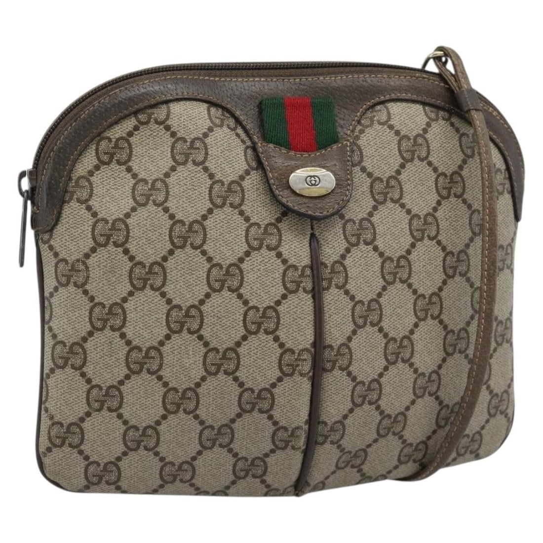 Gucci 904 02 647 GG Supreme Sherry Web Shoulder Bag Beige PVC: Gucci 904 02 647 GG Supreme Sherry Web Shoulder Bag Beige PVC Gucci GG Supreme Web Sherry Line shoulder bag in beige and gold PVC leather with GG canvas. Made in Italy, this women's bag features a sli