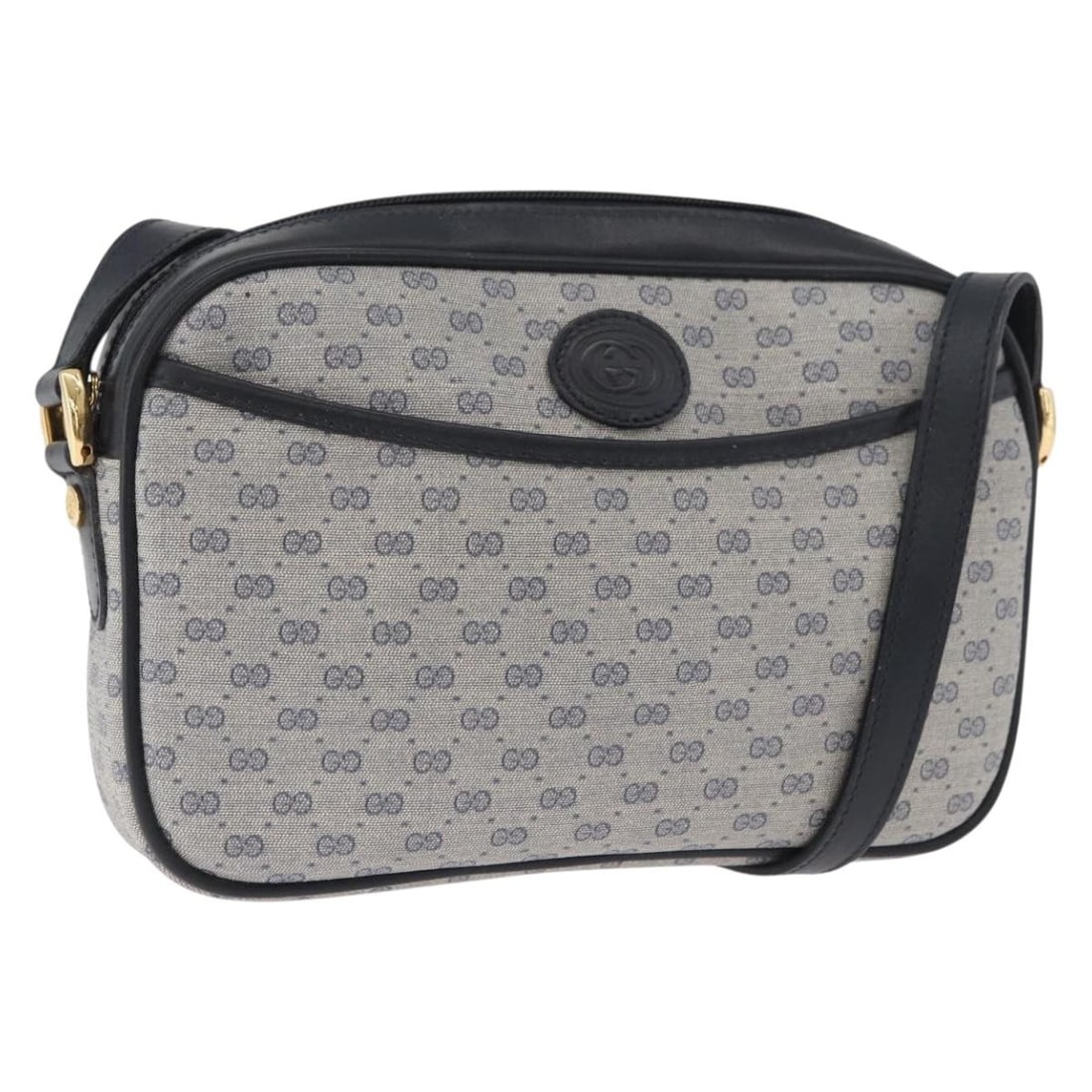 Gucci 007 56 0095 Micro GG Supreme PVC Leather Shoulder Bag Navy Gold: Gucci 007 56 0095 Micro GG Supreme PVC Leather Shoulder Bag Navy Gold Gucci Micro GG Supreme shoulder bag in navy and gold PVC leather with an adjustable shoulder strap. Made in Italy, this women's ba
