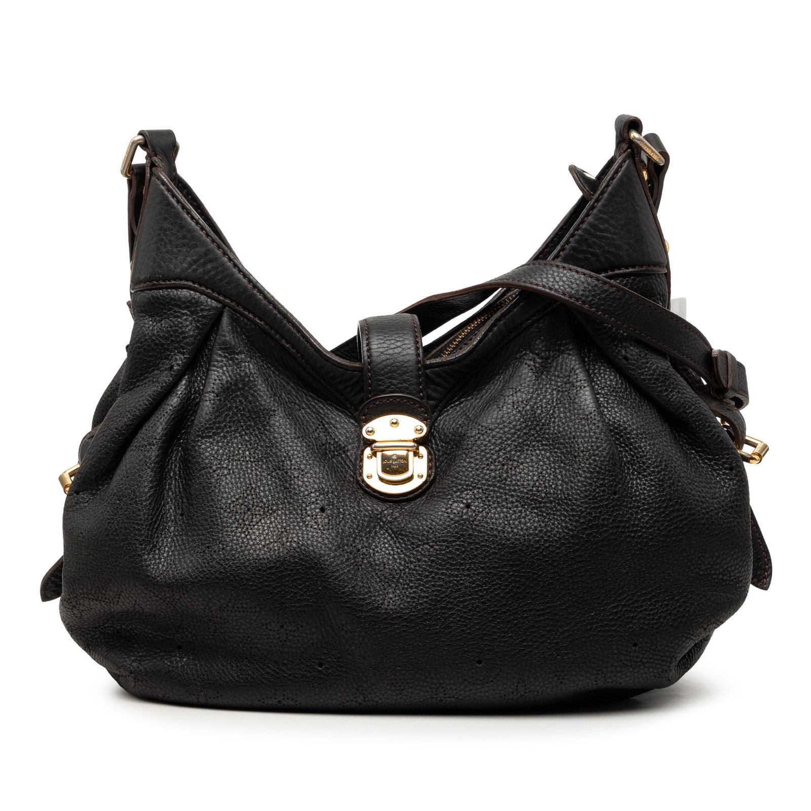 Louis Vuitton Mahina XS Monogram Leather Shoulder Bag Black: Louis Vuitton Mahina XS Monogram Leather Shoulder Bag Black Louis Vuitton Monogram Mahina XS shoulder bag crafted in black leather with an adjustable flat leather shoulder strap, front strap push-lock