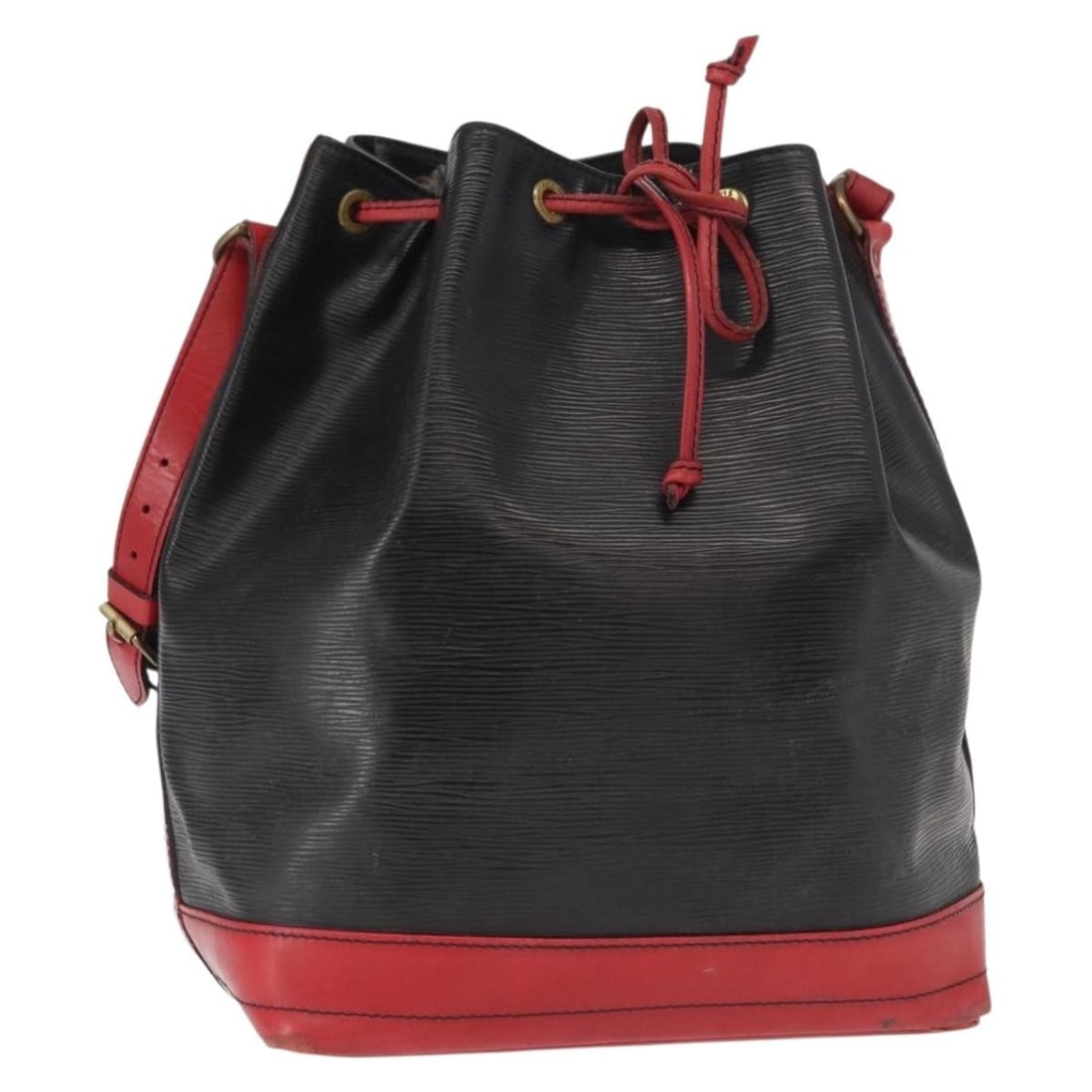 Louis Vuitton Epi Noe Black Red Shoulder Bag M44017 France: Louis Vuitton Epi Noe Black Red Shoulder Bag M44017 France This Louis Vuitton Epi Noe shoulder bag features a striking bicolor design in black and red Epi leather. Made in France, the bag is equipped 