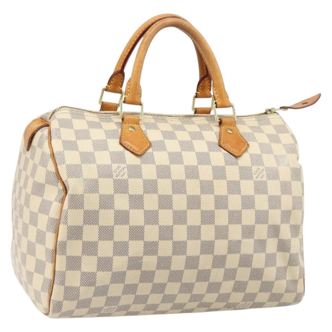 Louis Vuitton N41533 Speedy 30 Damier Azur Canvas Handbag: Louis Vuitton N41533 Speedy 30 Damier Azur Canvas Handbag Louis Vuitton Speedy 30 handbag in Damier Azur canvas, made in France. This women's handbag is offered without the original box or dust bag; o
