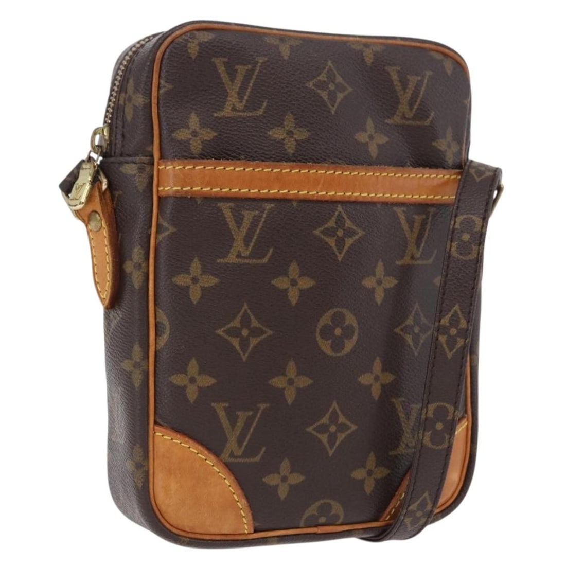 Louis Vuitton M45266 Danube Monogram Canvas Shoulder Bag: Louis Vuitton M45266 Danube Monogram Canvas Shoulder Bag Authentic Louis Vuitton Danube shoulder bag in Monogram canvas. This women's bag is made in France and features an adjustable shoulder strap. P