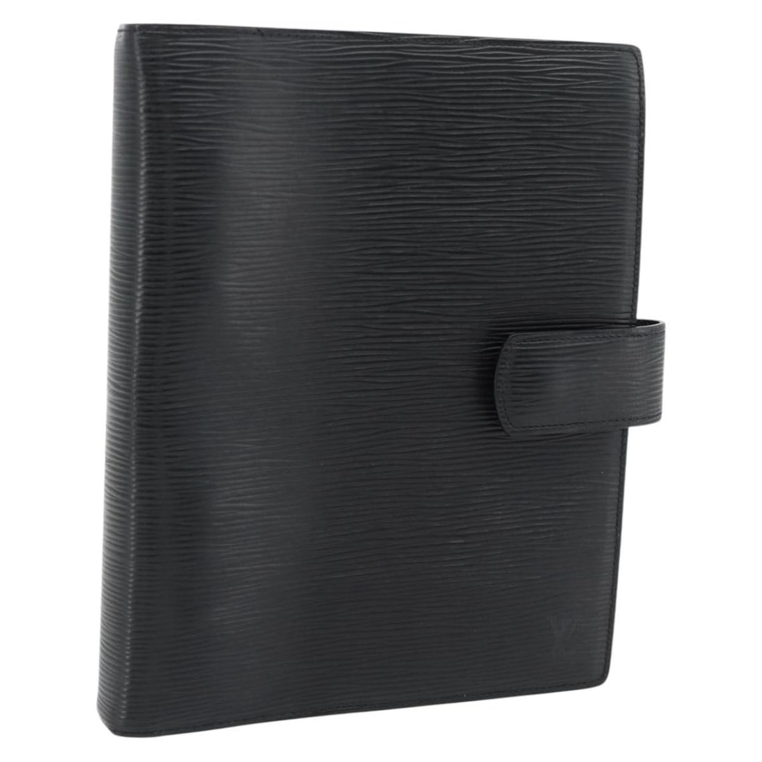 Louis Vuitton R20212 Epi leather day planner cover black with ruler: Louis Vuitton R20212 Epi leather day planner cover black with ruler Louis Vuitton Epi leather day planner cover in black with a structured design and included ruler. Made in France, this Agenda GM cov