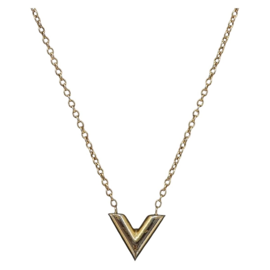 Louis Vuitton M61083 Essential V gold tone metal necklace (1 of 17)