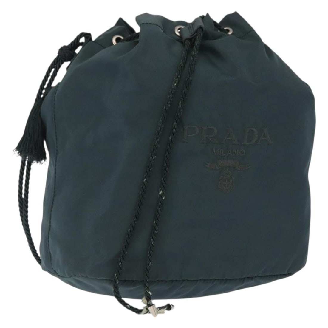 PRADA Blue Silver Nylon Shoulder Bag Italy: PRADA Blue Silver Nylon Shoulder Bag Italy This PRADA shoulder bag is crafted from blue and silver nylon, offering a stylish and functional accessory. Made in Italy, it features a spacious interior an