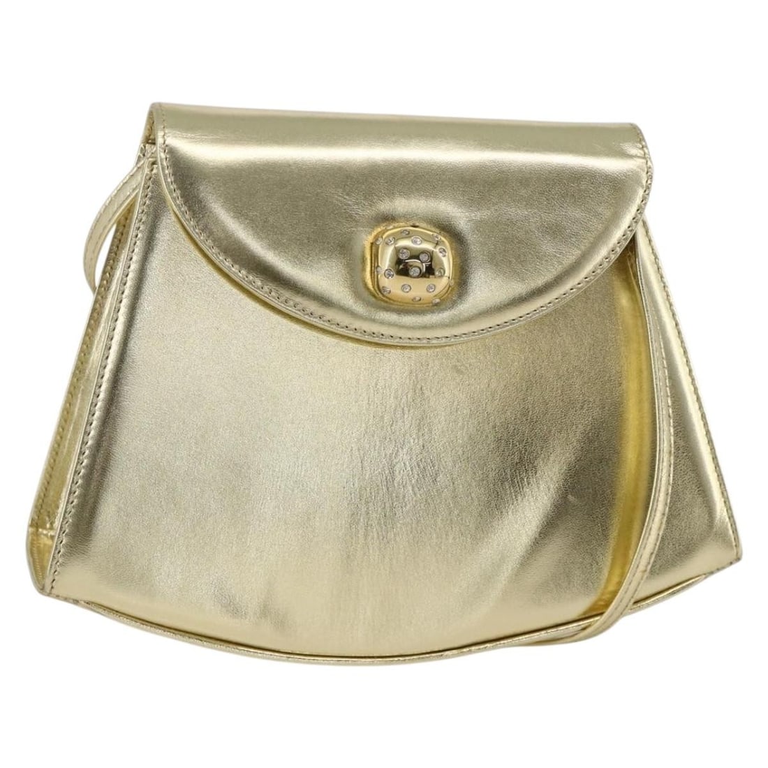 Salvatore Ferragamo Gold Tone Leather Shoulder Bag with Dust Bag: Salvatore Ferragamo Gold Tone Leather Shoulder Bag with Dust Bag This Salvatore Ferragamo shoulder bag features a gold tone leather exterior and is designed for women. The bag offers an adjustable str