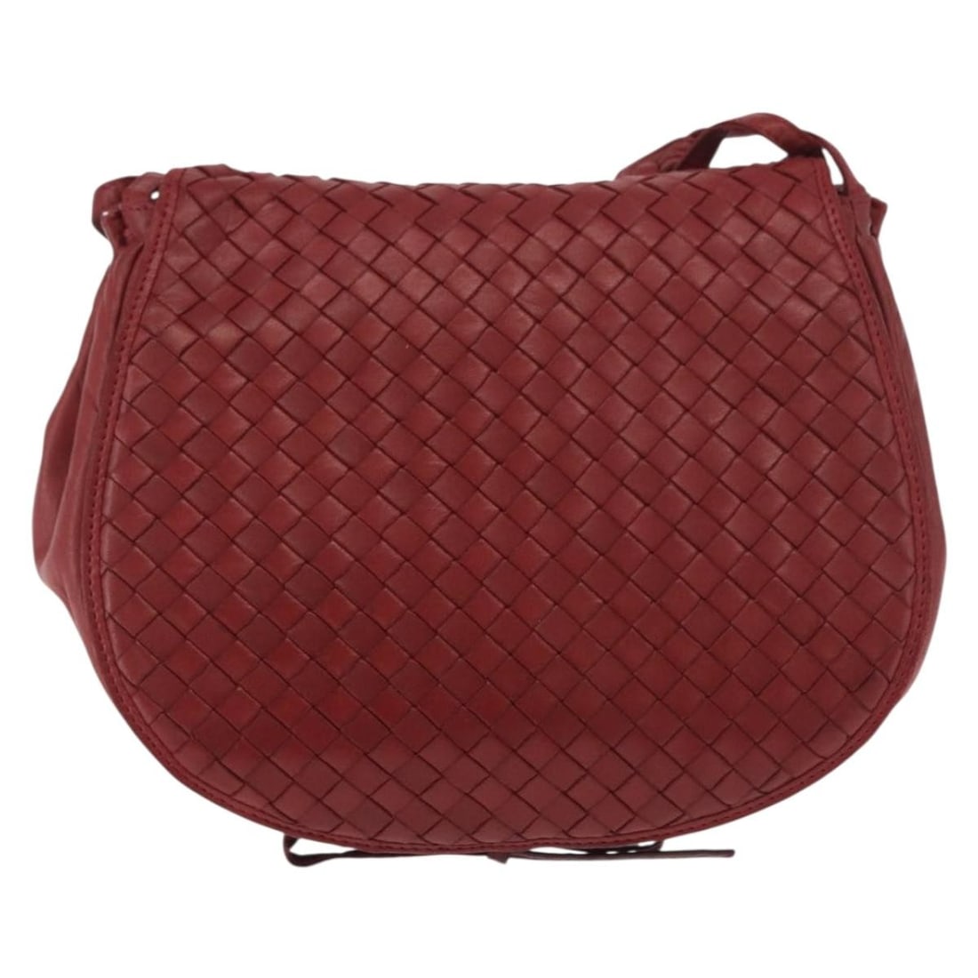 Bottega Veneta Flap Red Intrecciato Leather Handbag: Bottega Veneta Flap Red Intrecciato Leather Handbag Bottega Veneta Flap Intrecciato Nappa handbag in red leather. This piece shows fair overall condition with light wear and marks to the exterior, nat