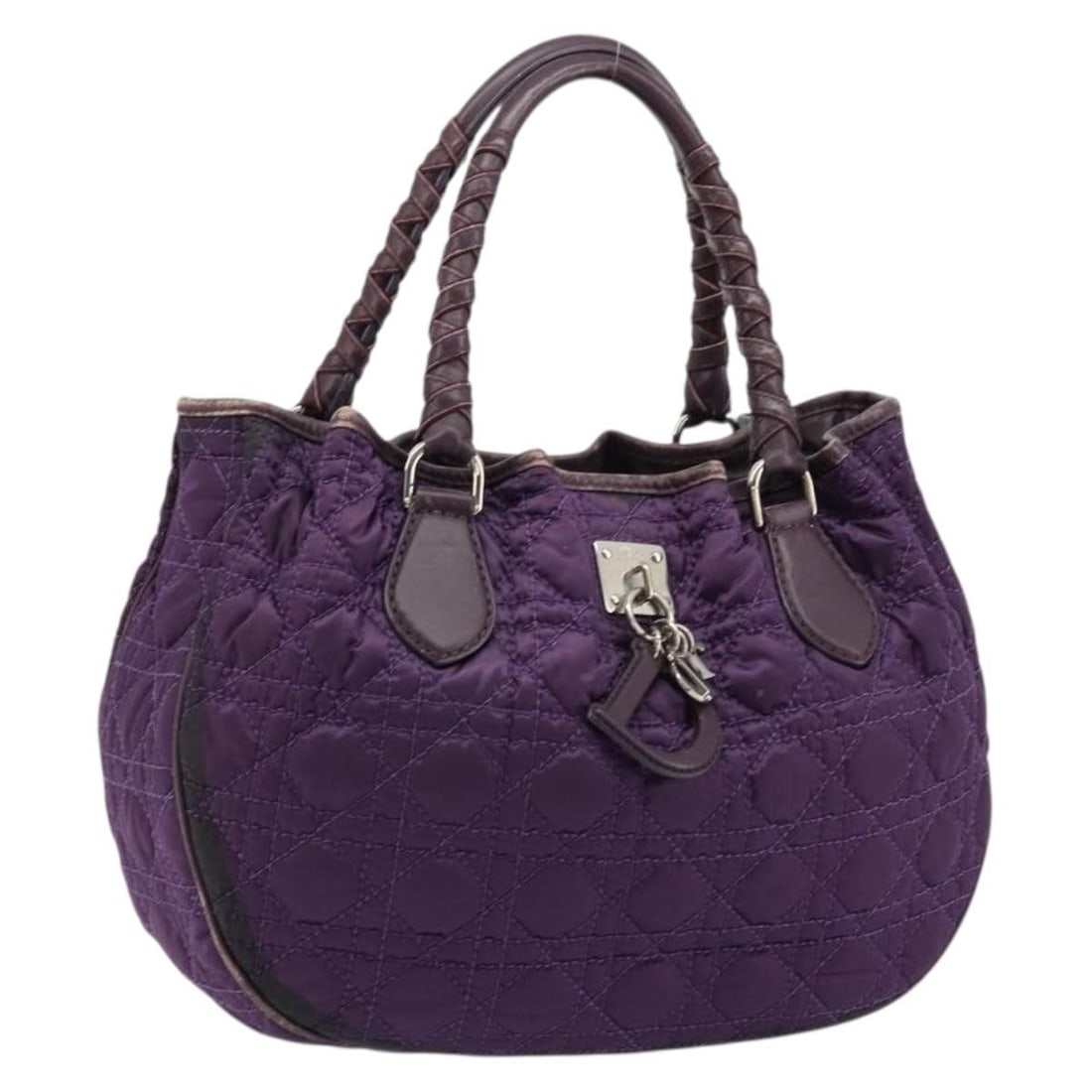 Christian Dior Purple Silver Nylon Canage Handbag Charm Italy: Christian Dior Purple Silver Nylon Canage Handbag Charm Italy This Christian Dior Canage handbag features a stylish purple and silver nylon exterior and is designed for women. The bag is made in Italy