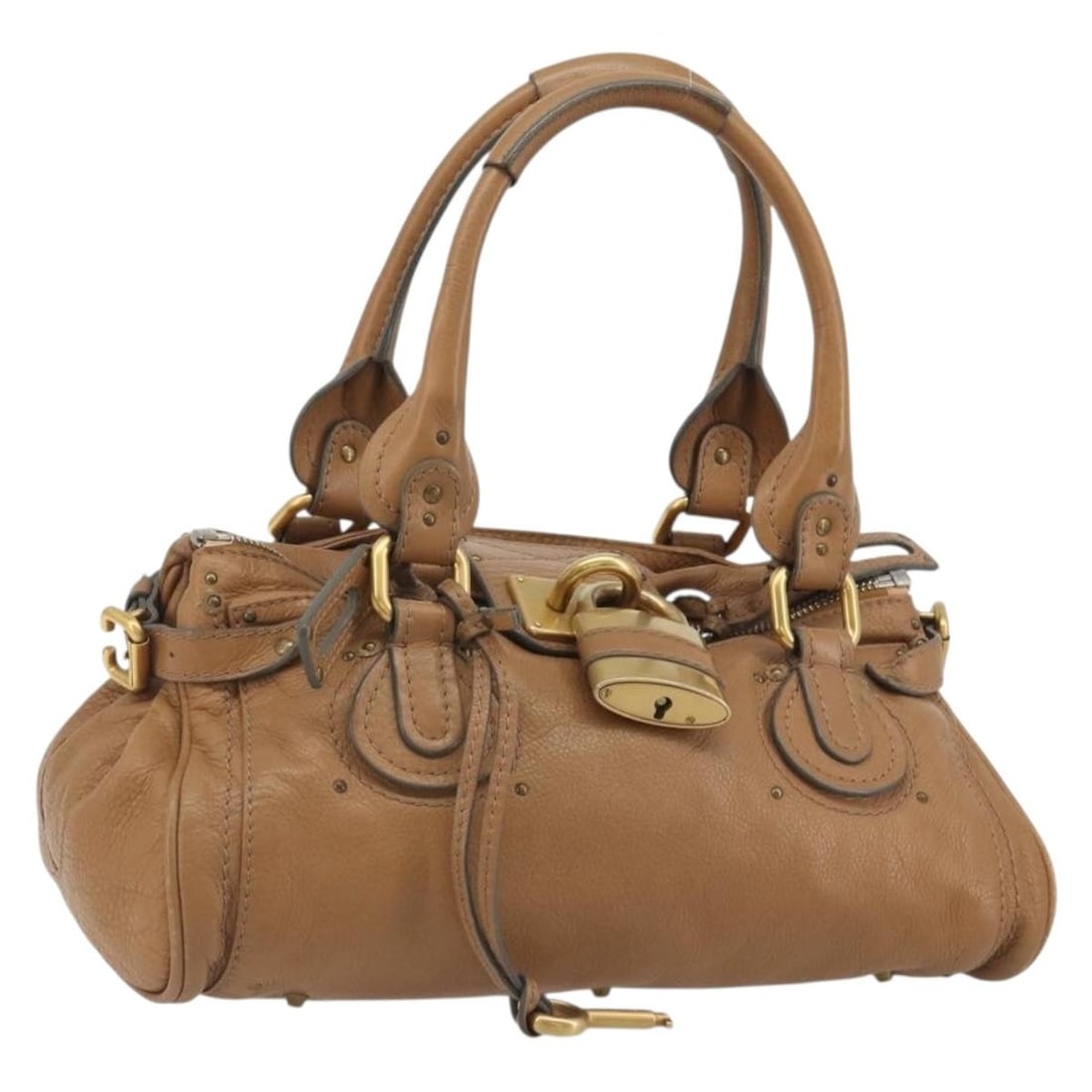 Chloe Paddington Brown Leather Handbag with Dust Bag Italy: Chloe Paddington Brown Leather Handbag with Dust Bag Italy Authentic Chloe Paddington handbag in brown leather with gold- and silver-tone accents. Made in Italy and includes a dust bag. Condition is h