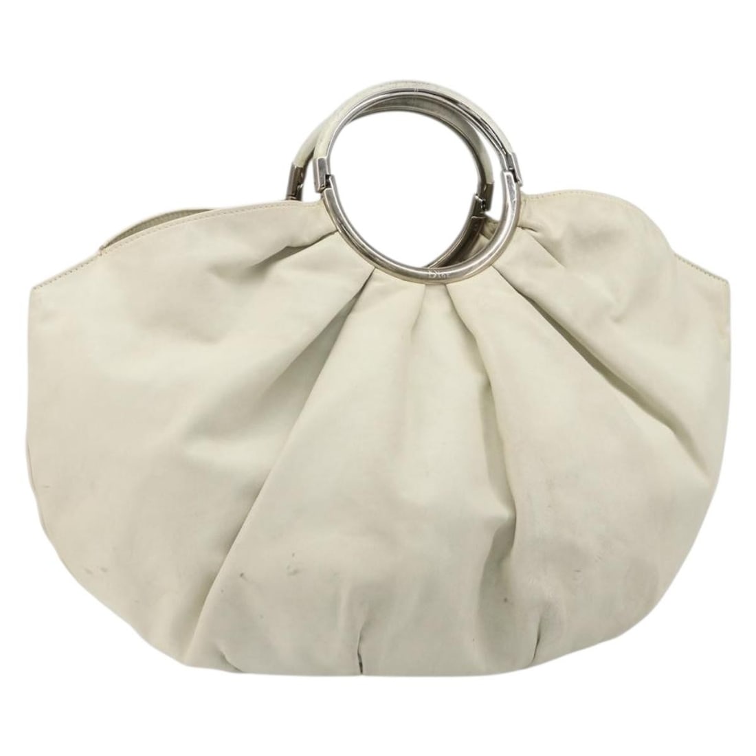 White Silver Leather Hand Bag Christian Dior Italy: White Silver Leather Hand Bag Christian Dior Italy Christian Dior women's leather handbag in white and silver, made in Italy. This pre-owned bag is offered without the original box or dust bag; only t