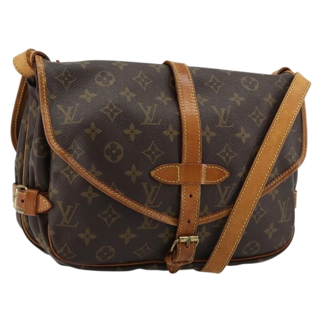 Louis Vuitton M42256 Saumur 30 Monogram Canvas Shoulder Bag: Louis Vuitton M42256 Saumur 30 Monogram Canvas Shoulder Bag Louis Vuitton Saumur 30 shoulder bag in Monogram canvas, made in France. This women's bag features the M42256 model and includes an adjustab