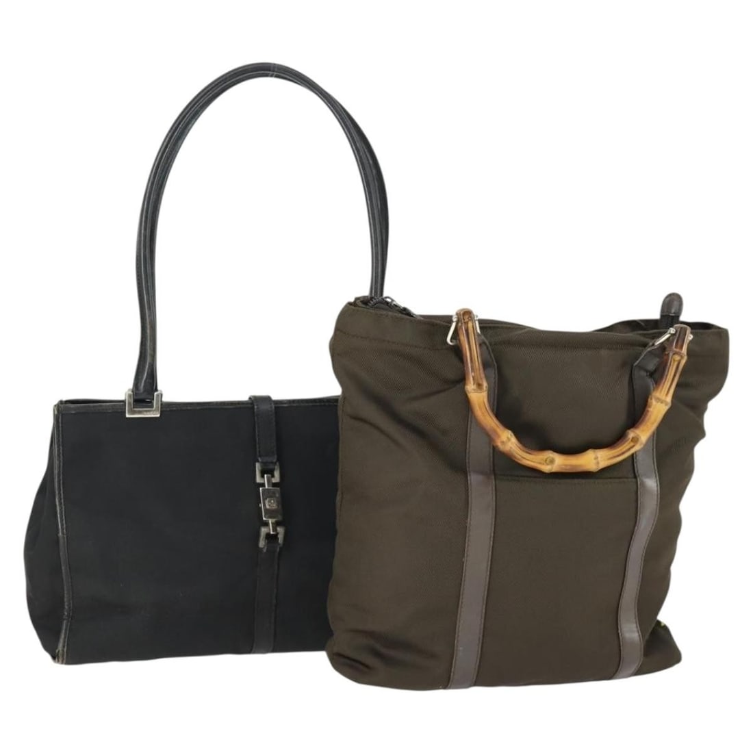 GUCCI nylon clutch bag set of 2 khaki black Italy: GUCCI nylon clutch bag set of 2 khaki black Italy Gucci nylon clutch bag in khaki and black, made in Italy. This listing is for a special set sale, and the item is sold as shown in the photo. It does 