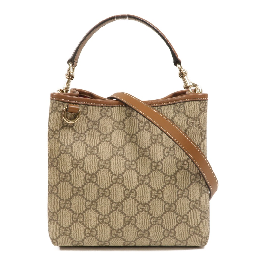 Gucci 815118 Emblem small bucket 2way shoulder bag GG canvas brown: Gucci 815118 Emblem small bucket 2way shoulder bag GG canvas brown Gucci GG Emblem Small Bucket 2-way shoulder bag in brown GG canvas. This women's bag features a compact bucket silhouette with top ha