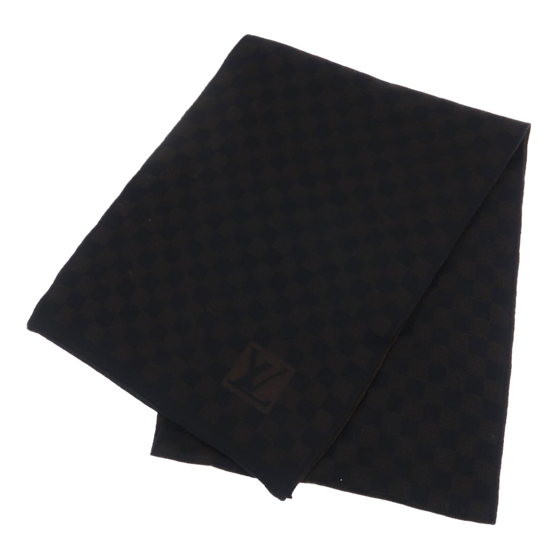 Louis Vuitton LV Cashmere Scarf Black Brown Unisex: Louis Vuitton LV Cashmere Scarf Black Brown Unisex Louis Vuitton LV Muffler scarf in cashmere with a black and brown colorway. It is a unisex regular-size scarf made in France and comes with a storage