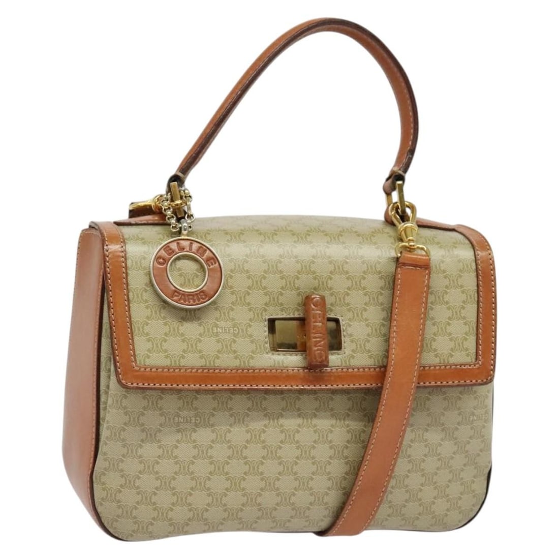 Celine Macadam Coated Canvas Convertible Top Handle Bag Beige: Celine Macadam Coated Canvas Convertible Top Handle Bag Beige Vintage Celine Convertible Top Handle bag in beige canvas with the Macadam pattern. This women's bag is made in Italy and shows honest vin