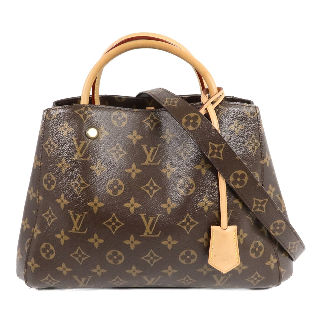 Louis Vuitton Montaigne MM M41056 Monogram 2way Shoulder Bag: Louis Vuitton Montaigne MM M41056 Monogram 2way Shoulder Bag Louis Vuitton Montaigne MM 2-way shoulder handbag in brown Monogram PVC coated canvas. This women's bag features dual carry options and inc