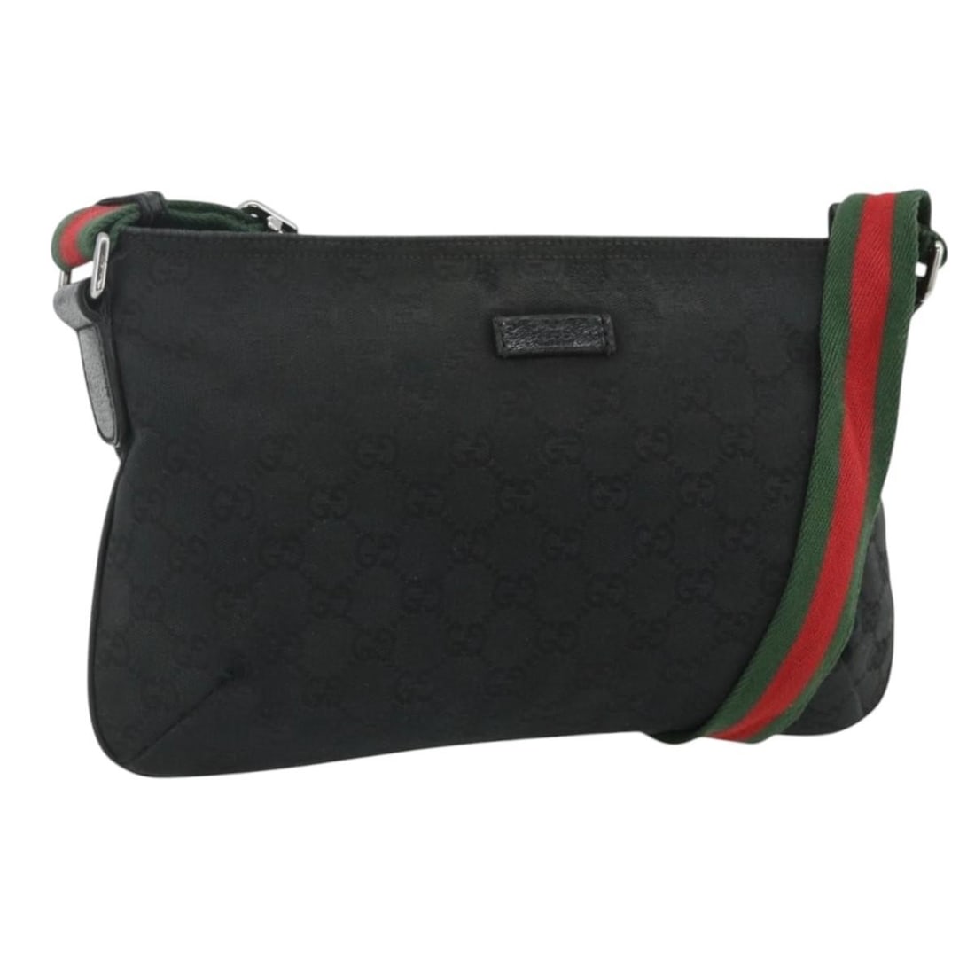 Gucci 189749 Web Sherry GG Canvas Shoulder Bag Black Red Green (1 of 18)