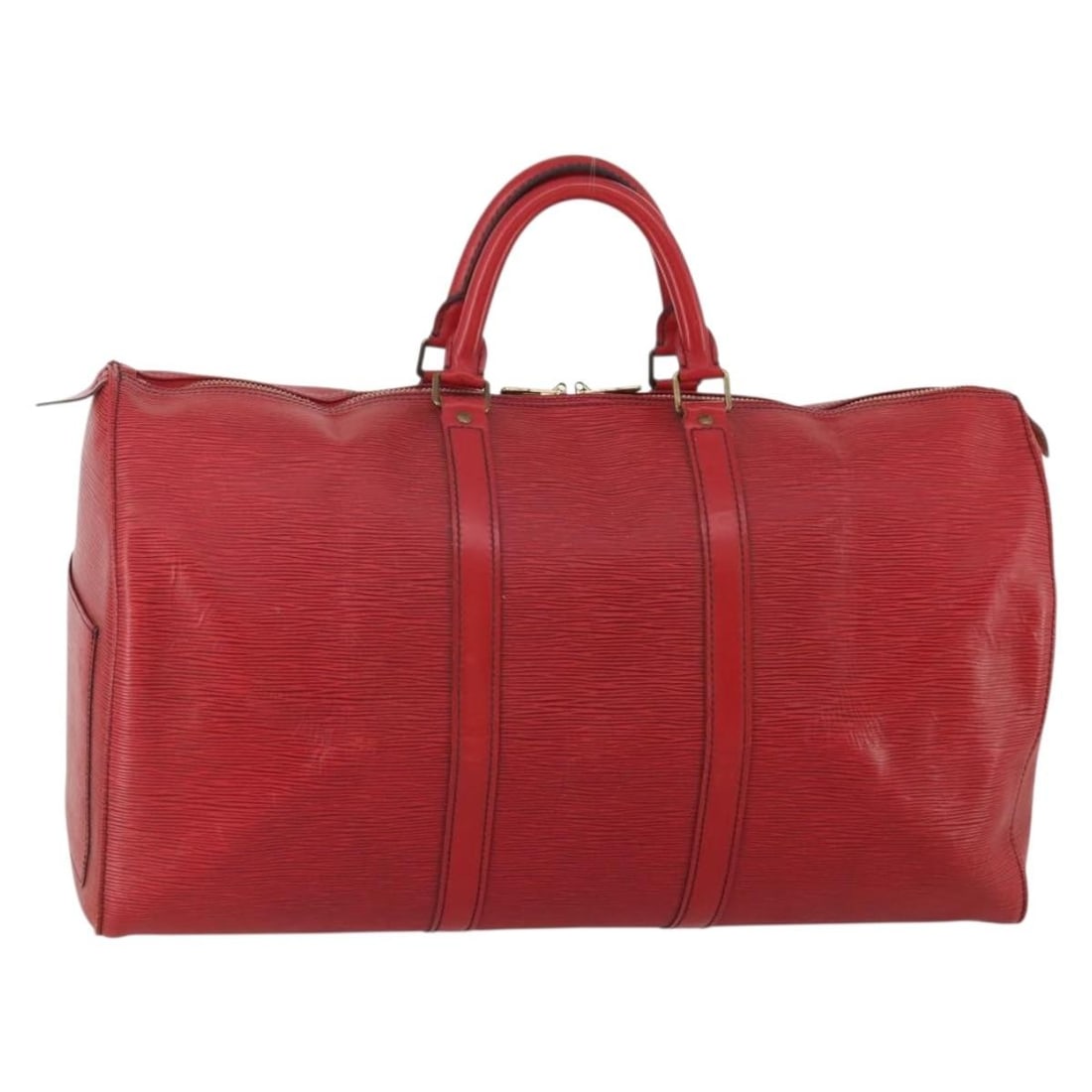 Louis Vuitton M42967 Keepall 50 red Epi leather Boston bag: Louis Vuitton M42967 Keepall 50 red Epi leather Boston bag Louis Vuitton Keepall 50 Boston bag in red Epi leather. This women's travel bag is made in France and includes only the bag shown; the item b