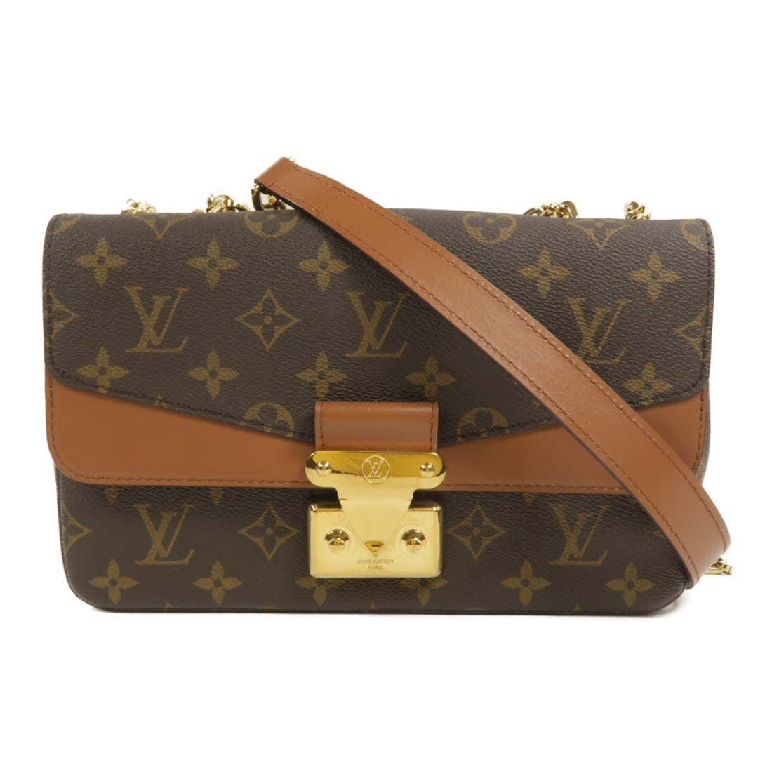 Louis Vuitton Marceau M46127 Monogram Shoulder Bag Brown GHW: Louis Vuitton Marceau M46127 Monogram Shoulder Bag Brown GHW Louis Vuitton Marceau Chain Shoulder Bag in brown Monogram x PVC coated canvas. This women's shoulder bag features a flap closure, one outs