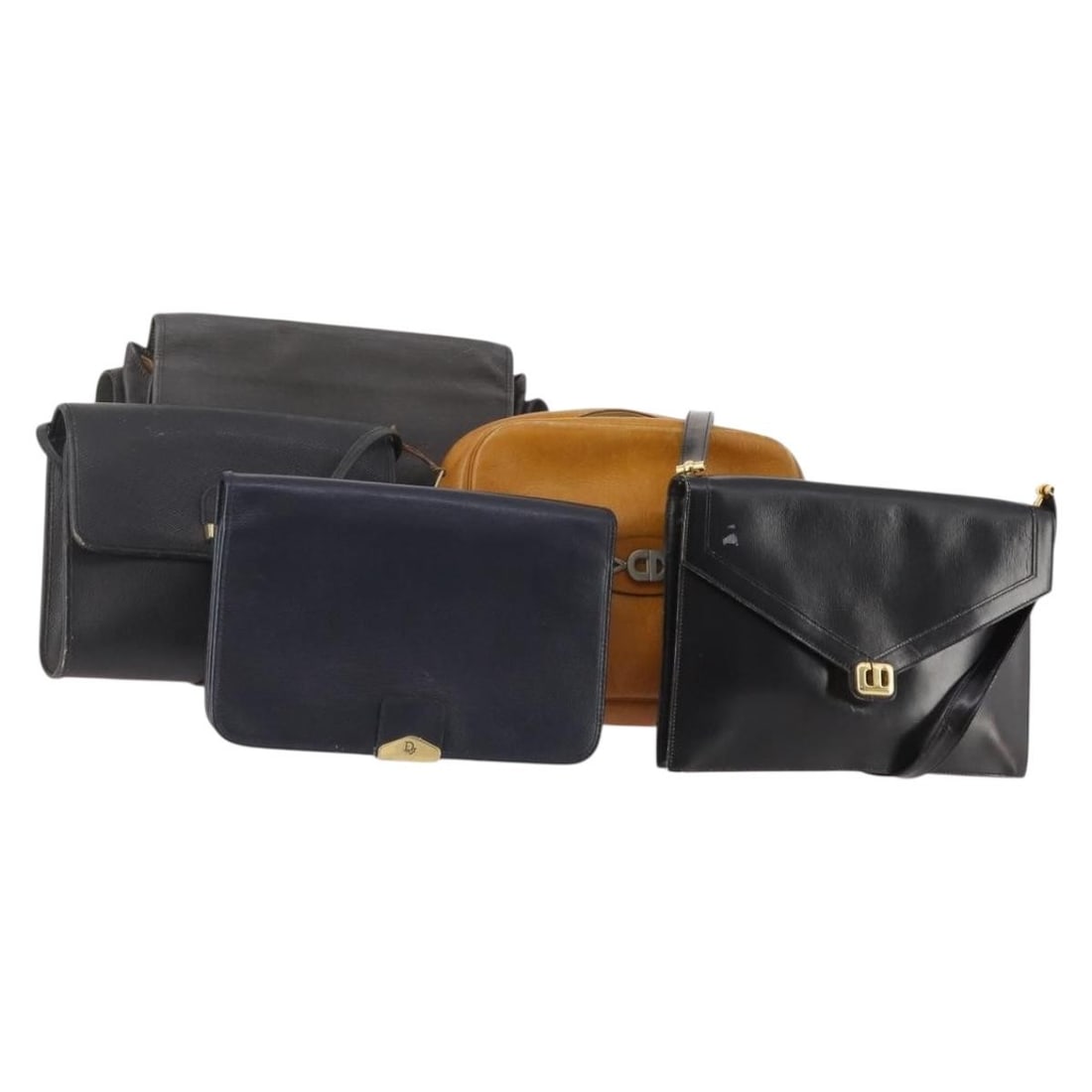 Christian Dior shoulder bag set of 5 honeycomb canvas leather black brown (1 of 18)
